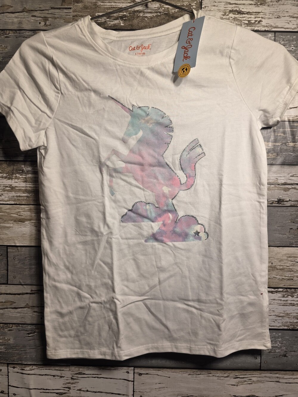 Cat & Jack White Short-Sleeve Unicorn Tee with Pastel Print